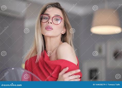 Portrait Of Mature Woman Wearing Eyeglasses Stock Image Image Of