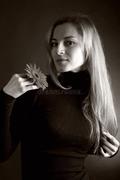 Blonde Posing With A Flower Stock Image Image Of Flower Beauty 11955821