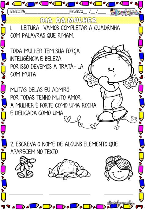 Atividades dia da mulher 2º ano