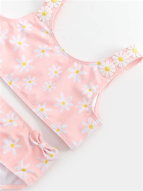 LCW Kids Pembe Bisiklet Yaka Çiçekli Kız Bebek Bikini Takımı S4CP54Z1 LSZ LCW
