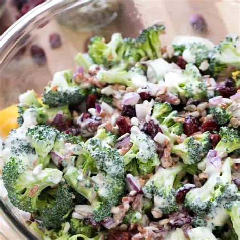 Broccoli Salad With Broccoli Red Onion Dried Cranberries Sunflower