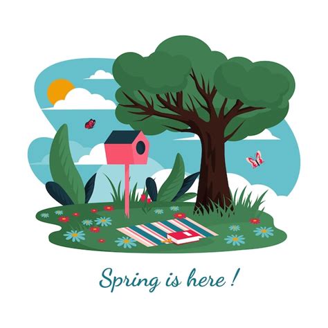 flat floral spring illustration  vector