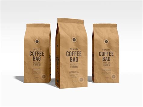 Premium Psd Kraft Paper Coffee Bag Branding Mockup