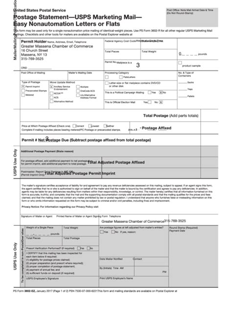 Fillable Ps Form 3602 Ez Printable Forms Free Online