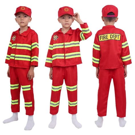 Tiaobug Kids Boys Girls Fireman Role Play Costume Firefighter Dress Up