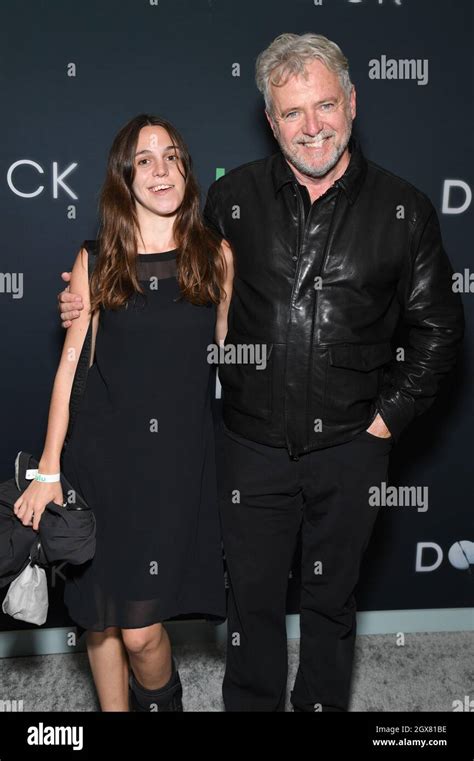 Actor Aidan Quinn R And Daughter Mia Quinn Attend The Hulu Original Series Dopesick Premiere