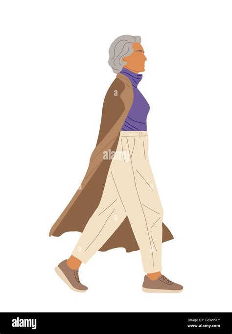 Senior Woman Walking Side View Vector Isolated Stock Vector Image And Art