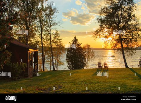 Sunset Loon Lodge Rangeley Lake Rangeley Maine Usa Stock Photo Alamy