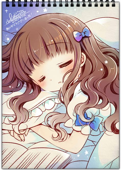 Safebooru 1girl Bangs Blue Bow Blush Book Bow Brown Hair Closed Eyes