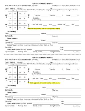 Fillable Online Co Pierce Wi TIMBER CUTTING NOTICE Pierce County Fax