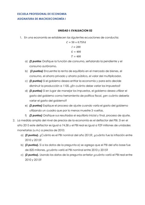 Examen Guia Escuela Profesional De Economia Asignatura De