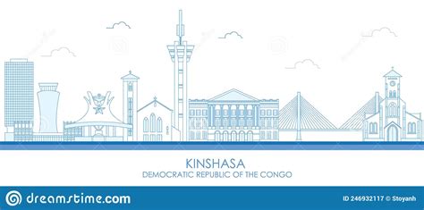 Outline Skyline Panorama Of Kinshasa, Democratic Republic Of The Congo ...