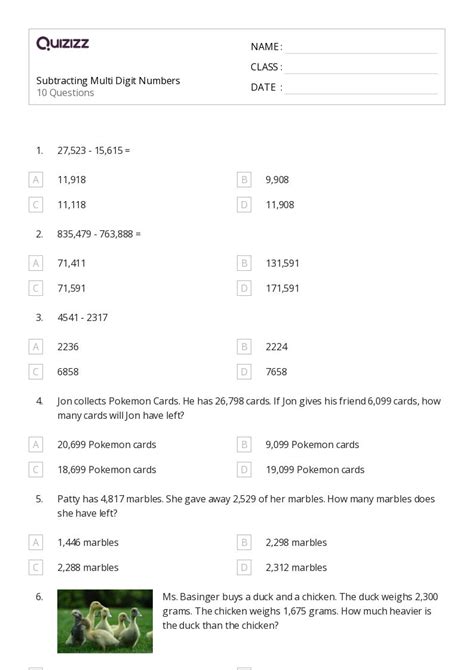 50 Multi Digit Numbers Worksheets For 2nd Class On Quizizz Free And Printable