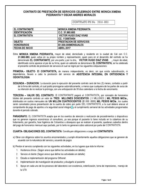 Modelo De Contrato De Prestacion De Servicios Pdf Derecho Laboral