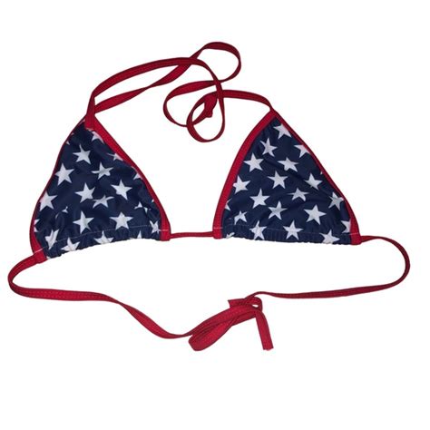 Swim American Flag Triangle Top Bikini Stars Red White Blue Lg Poshmark