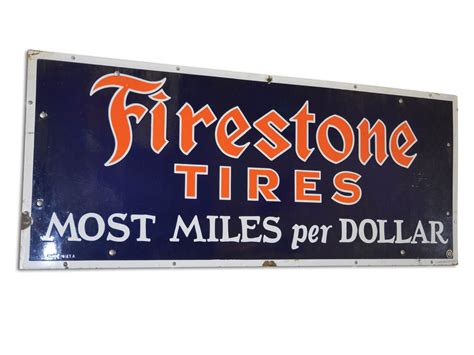 Firestone Tires Most Miles Per Dollar Porcelain Sign Auburn Fall