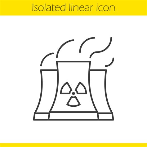 Nuclear power plant with smoke cloud. Linear icon. Thin line ...