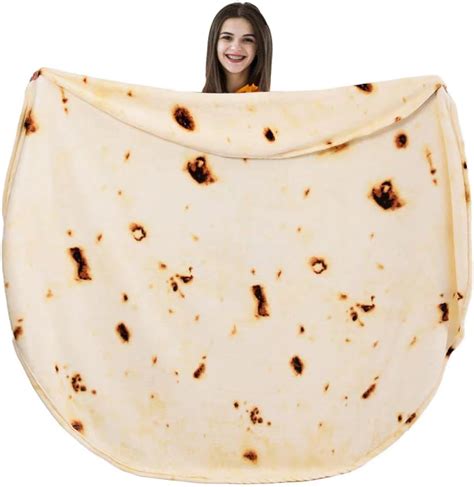 Vessia Burritos Tortilla Blanket Throw Size Beige Giant Realistic Funny Food