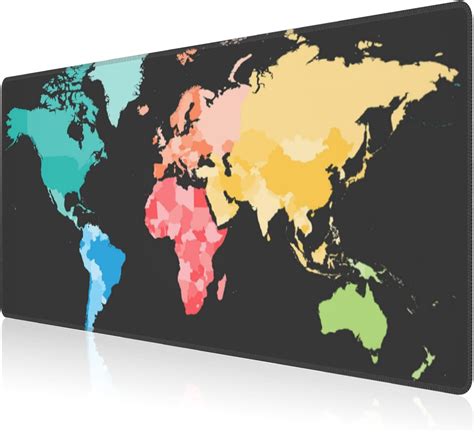 Colorful World Political Map Desk Mat Large World Map Gaming Keyboard