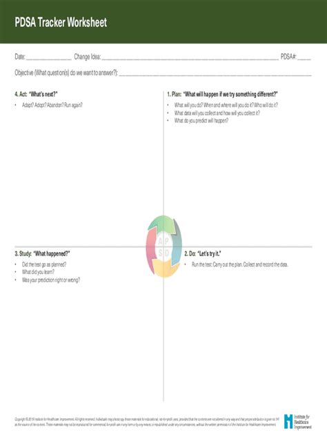 Fillable Online QIC Template PDSA Worksheet For Testing Change Fax