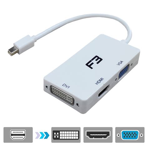 Cabo Adaptador Mini Displayport Para DVI HDMI VGA F3 Acessórios