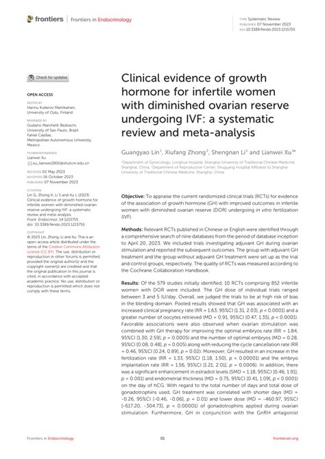 Pdf Clinical Evidence Of Growth Hormone For Infertile Women With