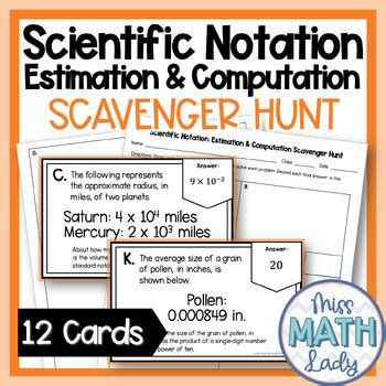 Scientific Notation Estimation And Computation Scavenger Hunt Activity