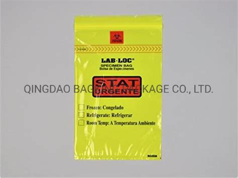 Easy Tear Line Self Adhesive Seal Lab Specimen Transport Bag Specimen