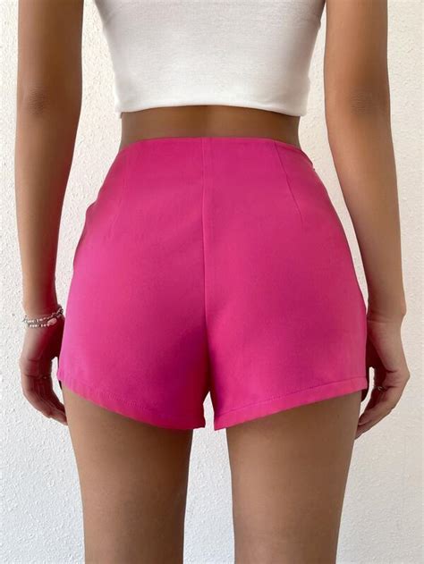 Shein Essnce High Waist Plicated Detail Shorts Shein Usa