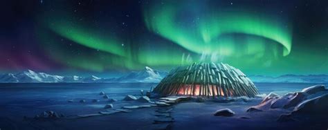 Premium AI Image | Igloo ice hotel with aurora borealis during magic ...