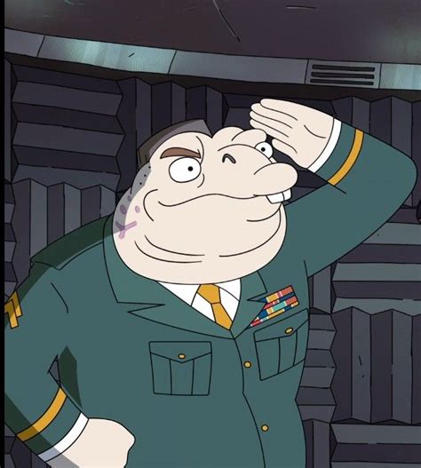 a cartoon character in uniform saluting to someone