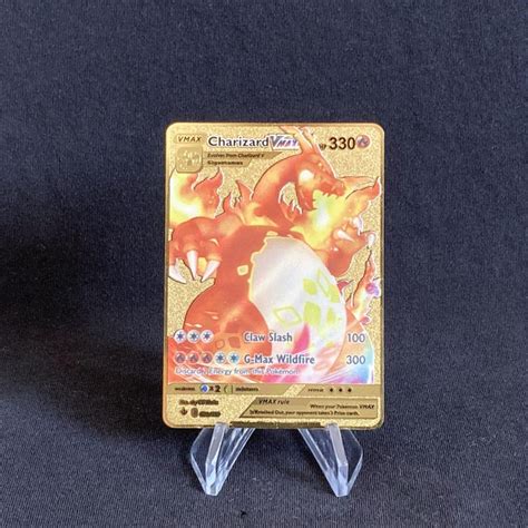 Charizard Vmax Gold Metal Pokemon Card Rare Custom Made Etsy