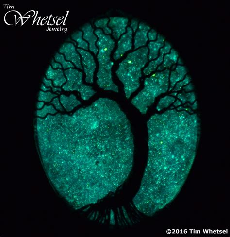 Silver Wire Wrap Tree Of Life Pendant Purple Glow In The Dark Orgone