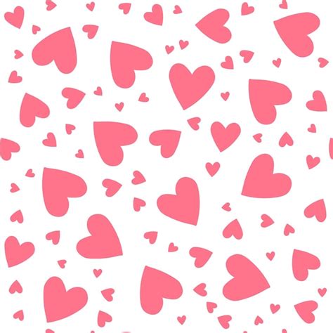 Premium Vector Seamless Pattern With Pink Hand Drawn Hearts On