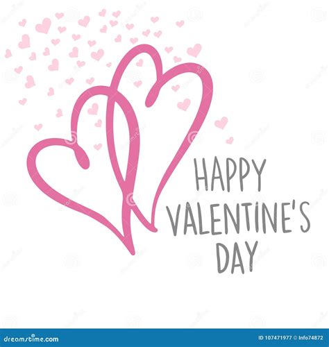 Happy Valentine`s Day Lettering Card Vector Illustration Stock Vector