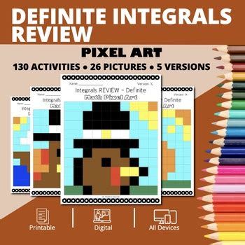 Thanksgiving Definite Integrals Review Pixel Art By Qwizy Tpt