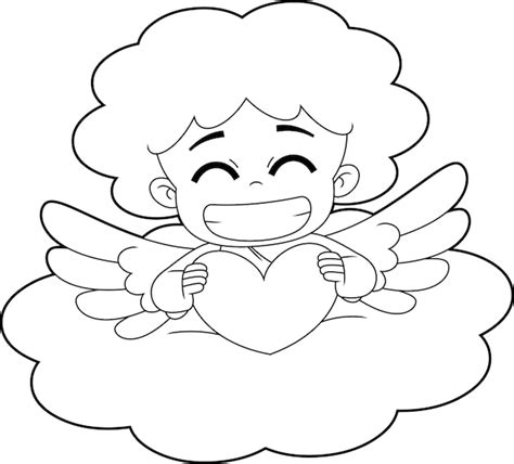 Personaje de dibujos animados de bebé Cupido sonriente contorneado en