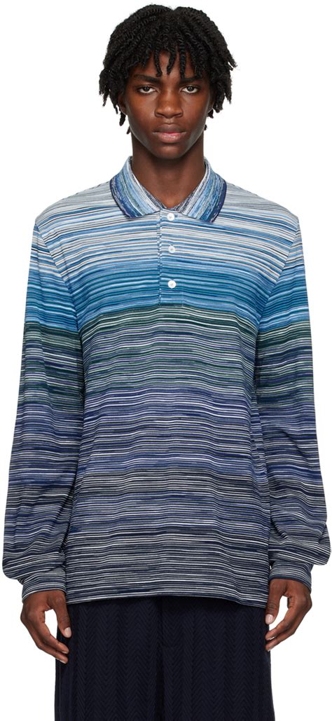 Missoni Blue Striped Polo Missoni