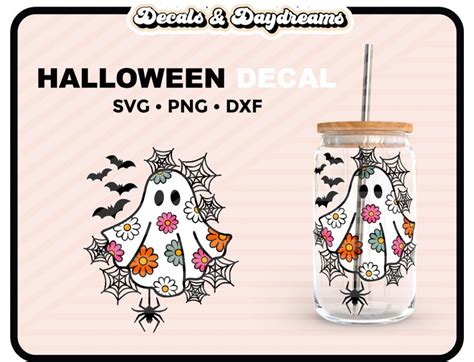 Spooky Daisy Ghost Svg Cute Halloween Ghost Svg Halloween Etsy