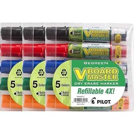 Pilot V Board Master Refillable Dry Erase Markers Bullet Tip Assorted