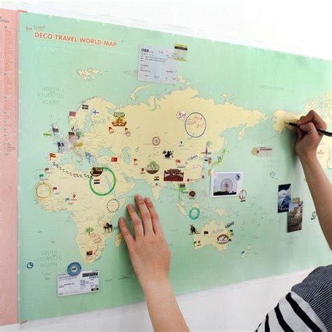 Around the World Map Poster (Double Layer)-07 Mint Green Edition ...