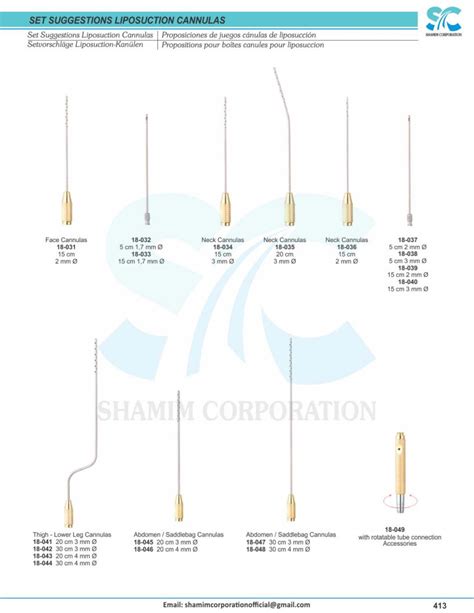 Liposuction Cannulas Sets Welcome To Shamim Corporation