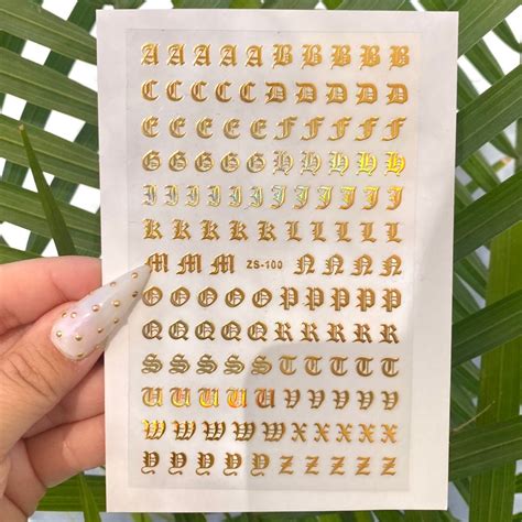 Old English Letters Stickers Gold Thenailshopxkat