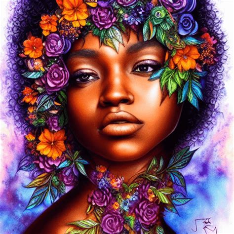 Cinematic Dark Skinned Woman With Flowers · Creative Fabrica