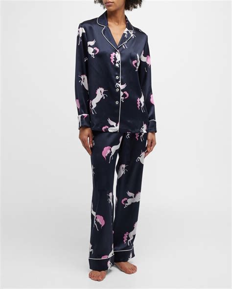 Olivia Von Halle Lila Printed Silk Pajama Set Shopstyle