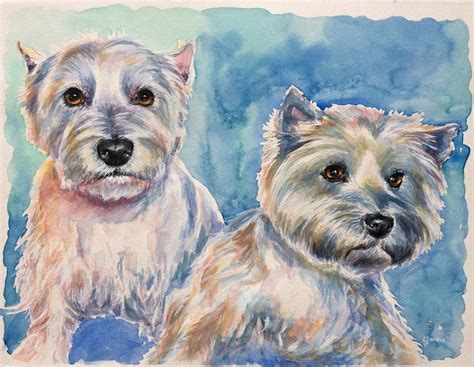 Twix Blue Terrier Aquarellmalerei Aquarell Von Ganna Kunstnet