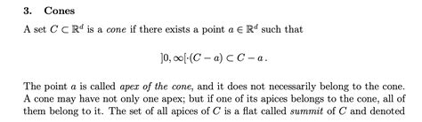 fa.functional analysis - Regarding definition of convex cone and apex ...