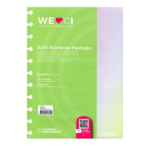 Refil Caderno Inteligente Pautado Rainbow Grande