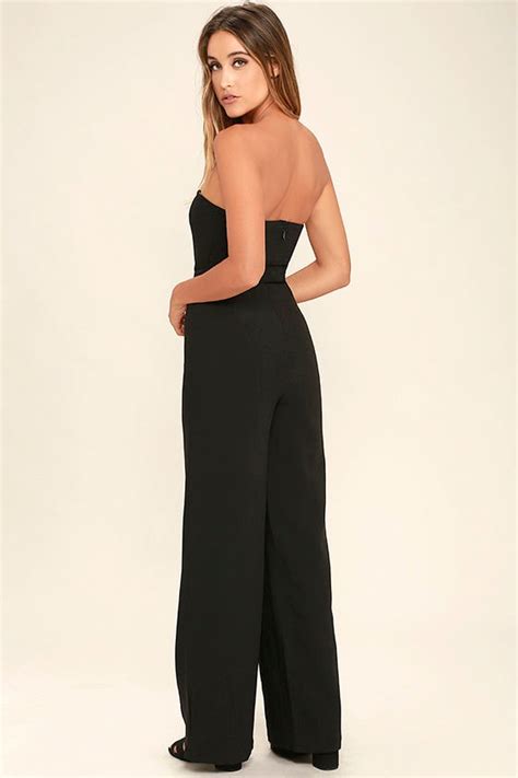 Chic Black Jumpsuit Wide Leg Jumpsuit Strapless Jumpsuit