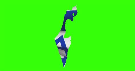 Israel country shape outline on green screen with national flag waving ...